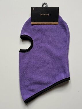 Igloos Girls Lavender Microfleece Balaclava with Black Trim - Size OS (2T-4T)